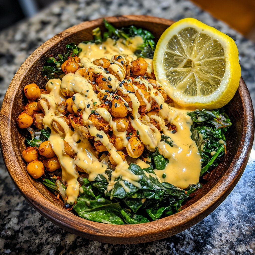 Healthy Dinner Lemon Tahini Chickpea Bowl