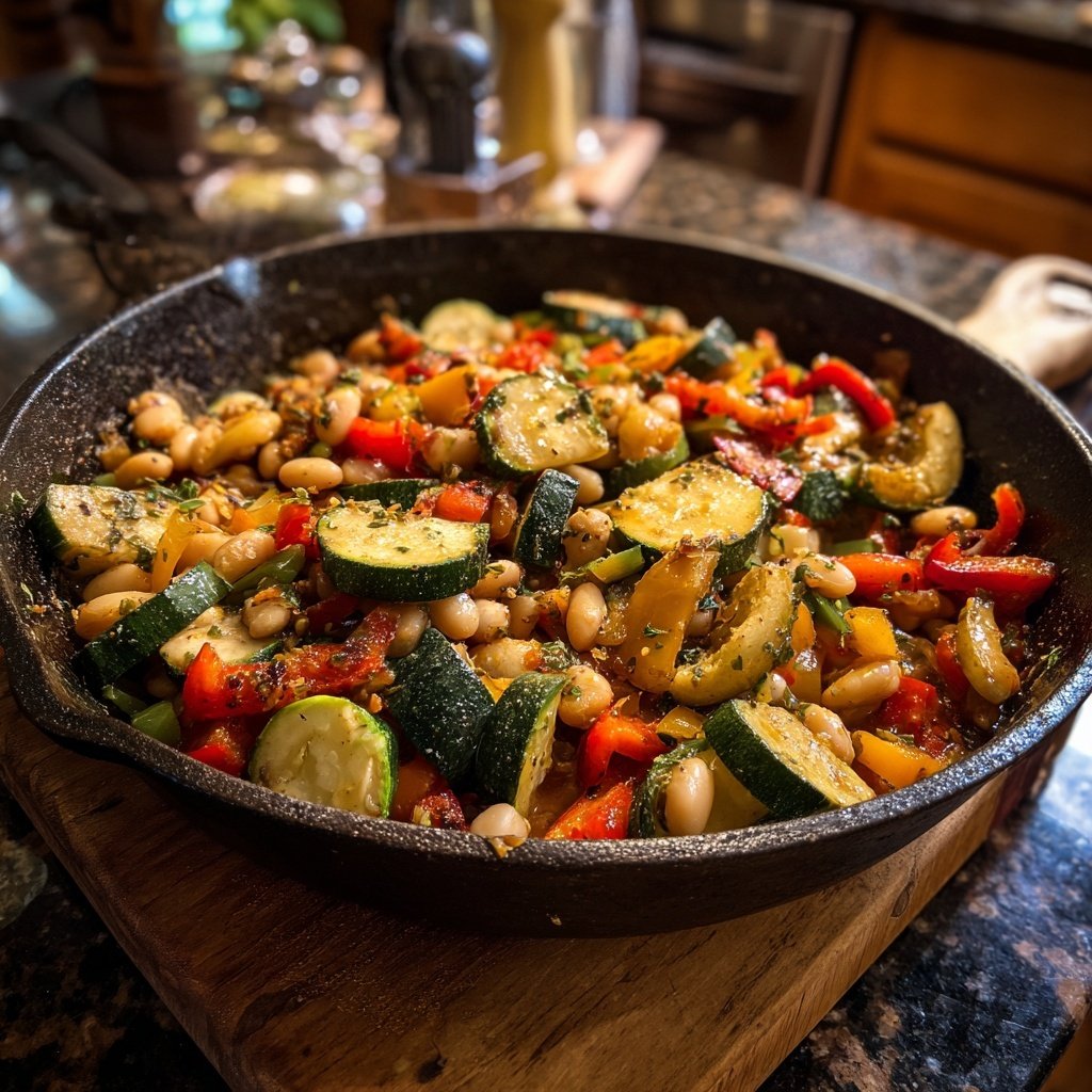 Roasted Veggie White Bean Skillet