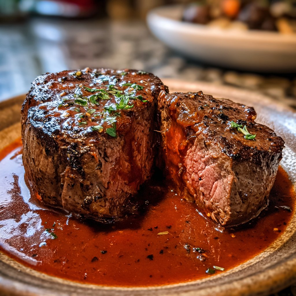 Romantic Filet Mignon with Red Wine Sauce