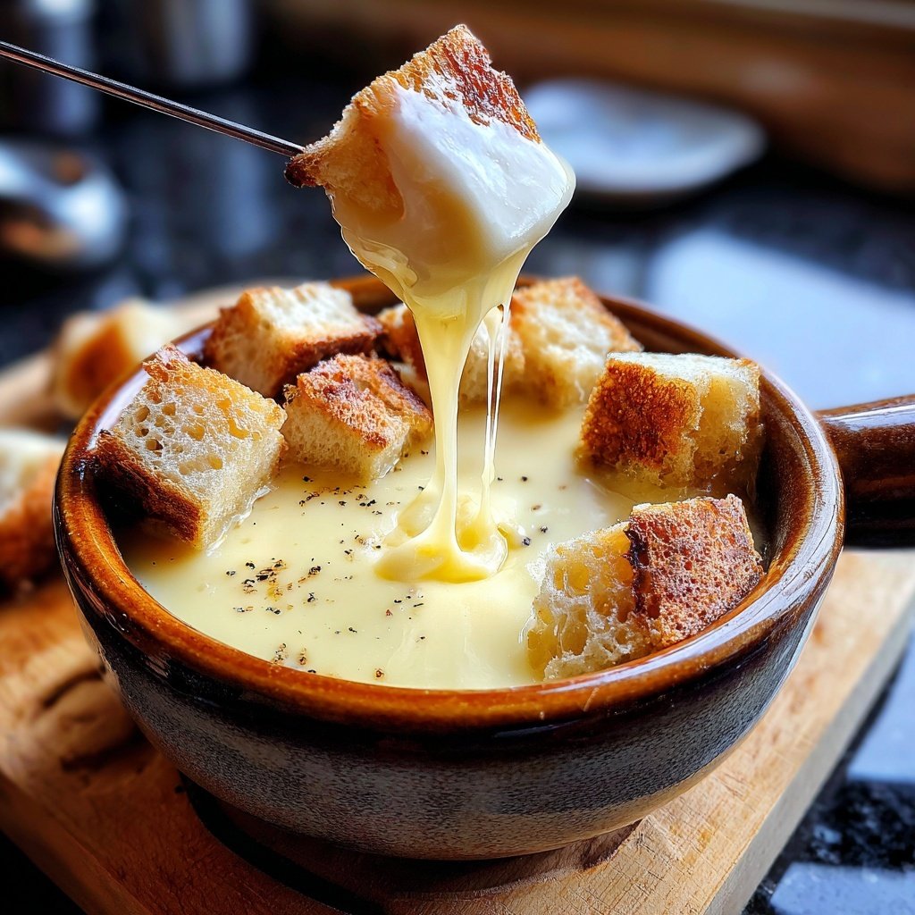 Fondue with White Wine and Garlic