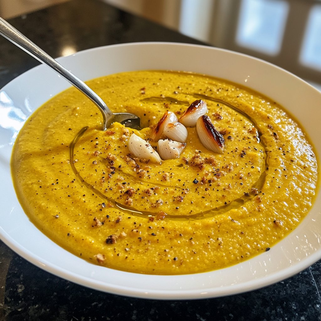 Squash Soup with Roasted Garlic
