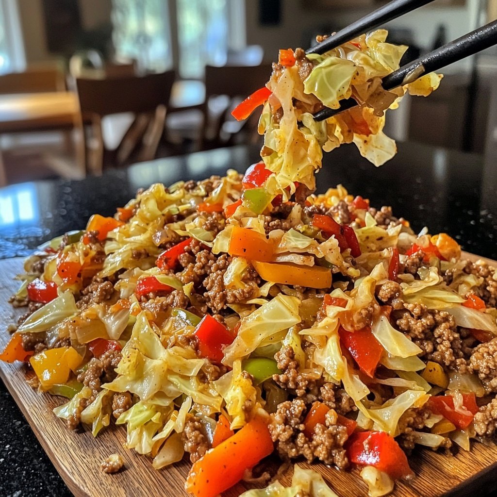 Ground Beef Cabbage Stir Fry