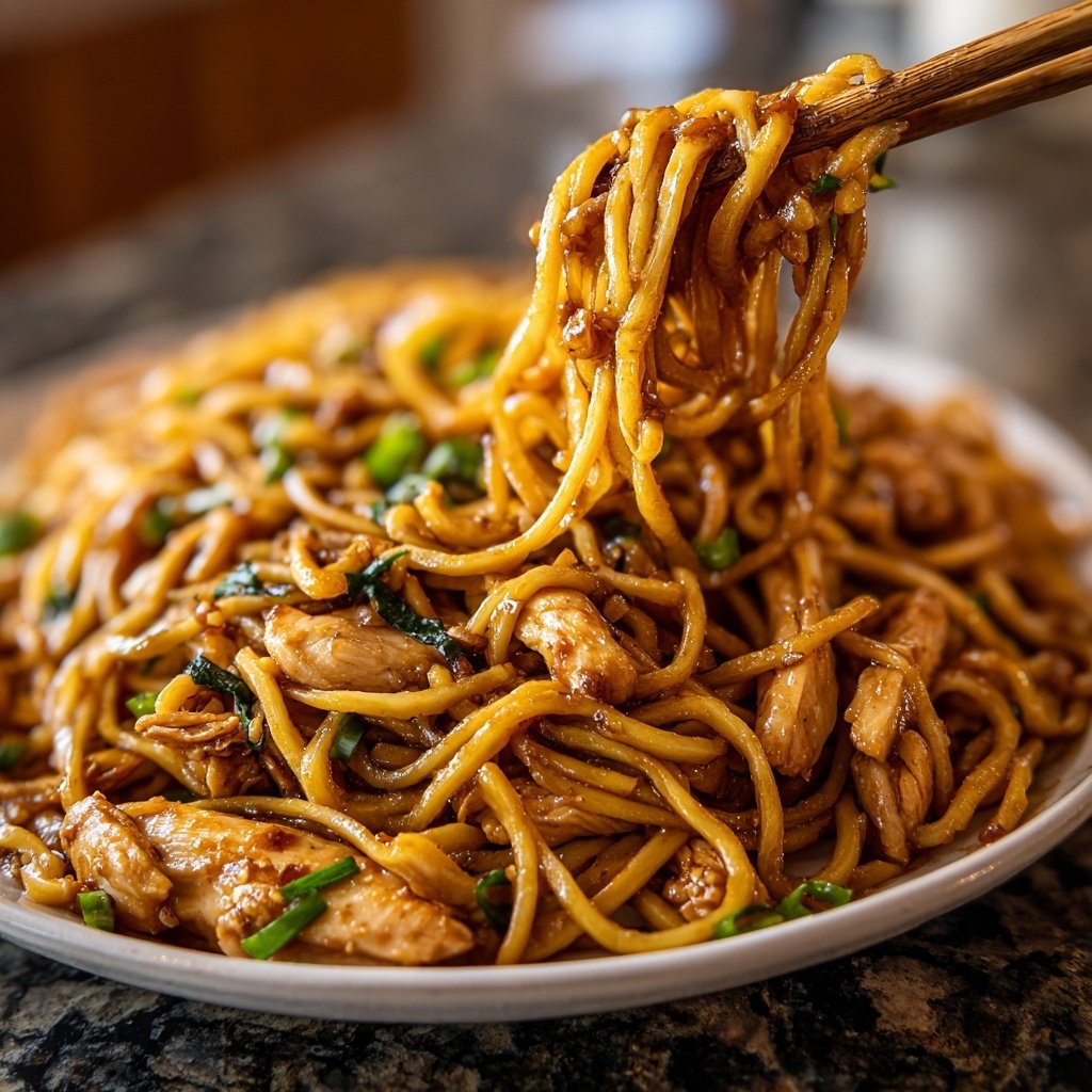 Sticky Garlic Chicken Noodles