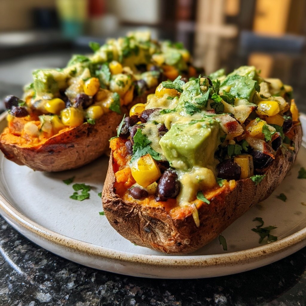 Baked Sweet Potato Veggie Boats