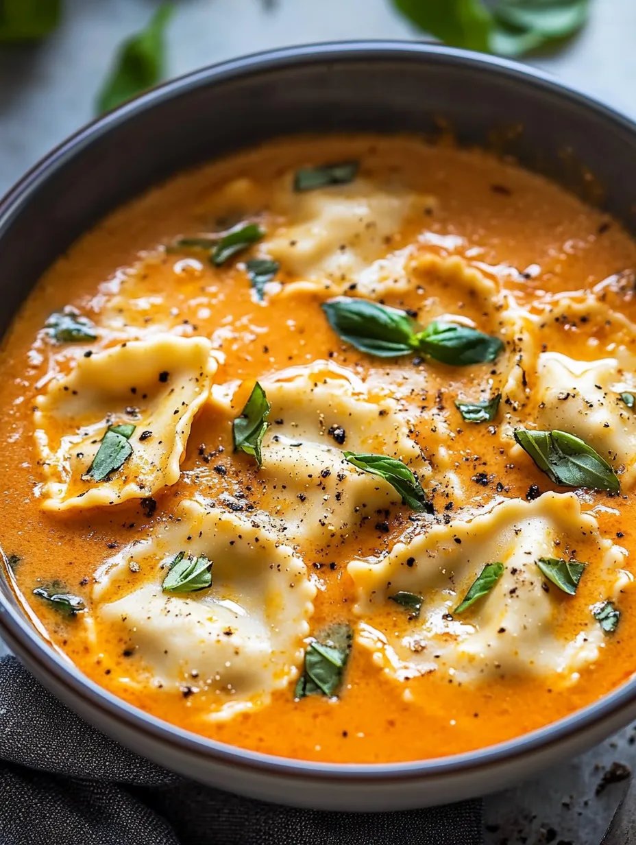 Creamy Tuscan Ravioli Soup